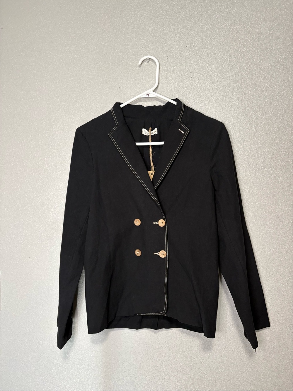 Pastel Kids Black Cropped Double-Breasted Blazer NWT Size 16 100% Cotton